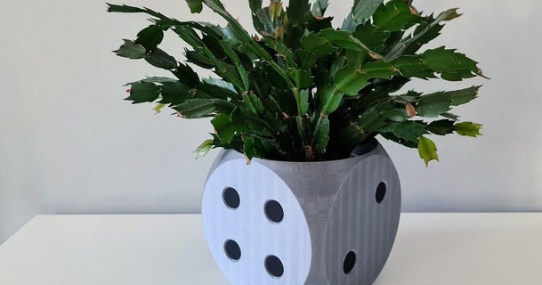 dice-shaped flower pot cover fraxinus  3D Models  Household  Outdoor & Garden pot planter dice flowerpot  3d print model - Mito3D