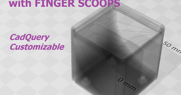 diviso gridfinity scatole dito scoop cadquery personalizzabile ogni giorno 3D Modelli passatempo creatori organizzatori parametrico organizzatore Conservazione parti 3d print model - Mito3D