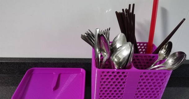cuchillería cesta escurridor zer0s 3D modelos casa cocina soporte thingiverse tenedor cubiertos 3d print model - Mito3D