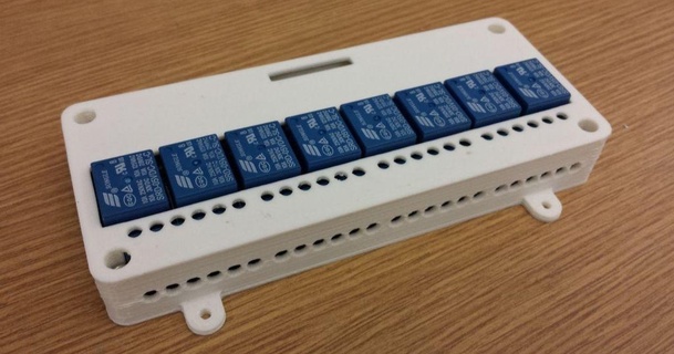 8-channel relay module case sainsmart kootek clough42 3D Models Hobby & Makers Electronics arduino raspberrypi thingiverse relayboardmount 3d print model - Mito3D