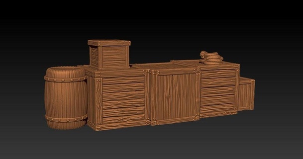 tabletop gaming supply cluster augustmcdaniel 3D Models Tabletop Miniatures Characters & Monsters barrel crate 3d print model - Mito3D