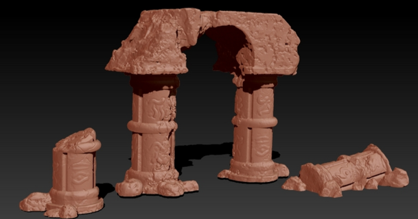 Ruinen Tischplatte gamin Bogen gebrochen Säulen augustmcdaniel 3D Modelle Miniaturen Zeichen Monster Stein 3d print model - Mito3D