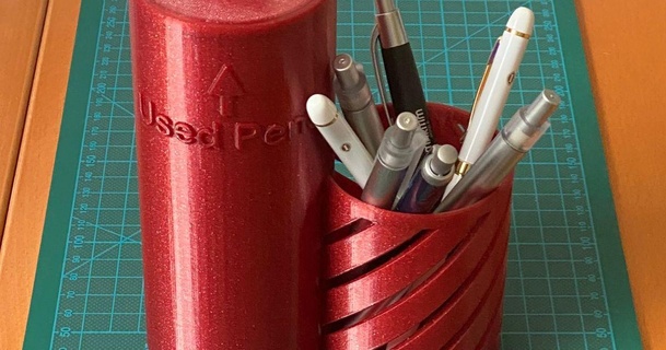 covid safe dolma kalem Kulp destek Kullanılmış kalemler bertaraf konteyner Robin 3D modeller ev halkı ofis Kalemlik kovid 3d print model - Mito3D