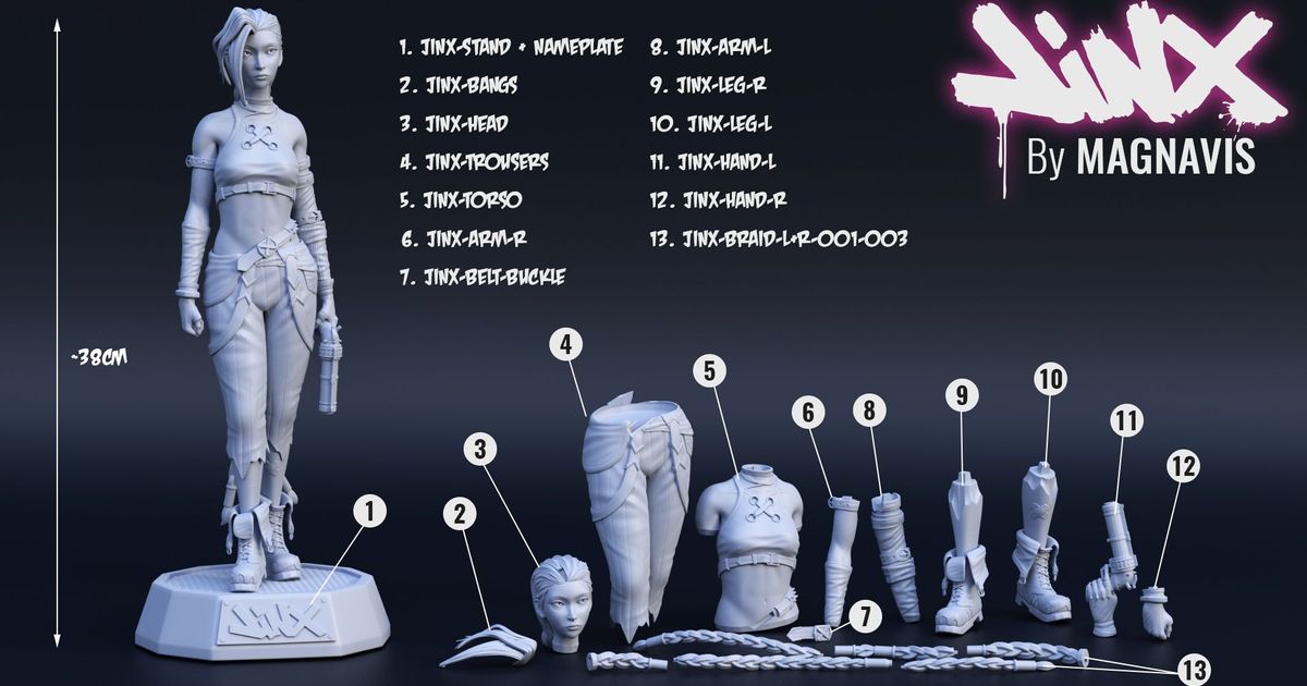 jinx - arcane magnavis 3D Models Toys & Games Action Figures Statues leagueoflegends 3D print model - Mito3D