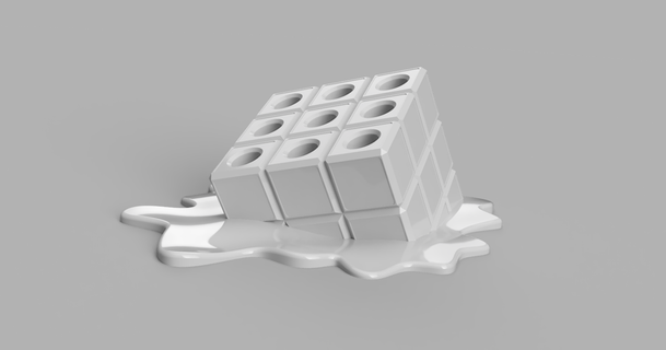 schmelzen Rubiks Würfel Stifthalter Teilen 3D Modelle Kunst Design Designs rubik Zauberwürfel Rubicscube 3d print model - Mito3D