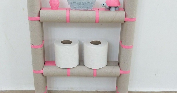 modular toilet paper roll furniture reut moses 3D Models Household Bathroom assembly recycling shelves 3d print model - Mito3D