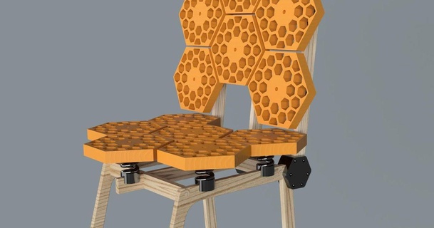 chaise + ressorts sébasgot 3D modèles Ménage Accueil maison décor printemps siège porte clés bois 3d print model - Mito3D