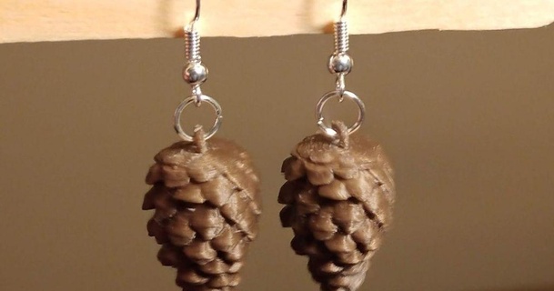 pine cone earrings knickers 3D Models Fashion Women earring outdoor tree thingiverse 3d print model - Mito3D