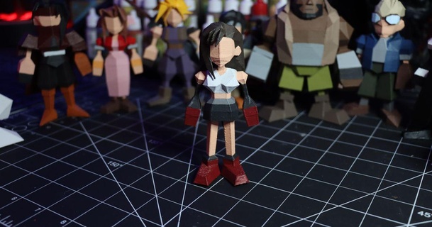 Tifa Lockhart final fantezi 7 çokgen Siber Hobbit 3D modeller masaüstü minyatürler karakterler canavarlar son ff7 finalfantasy7 sonfantasyvii 3d print model - Mito3D