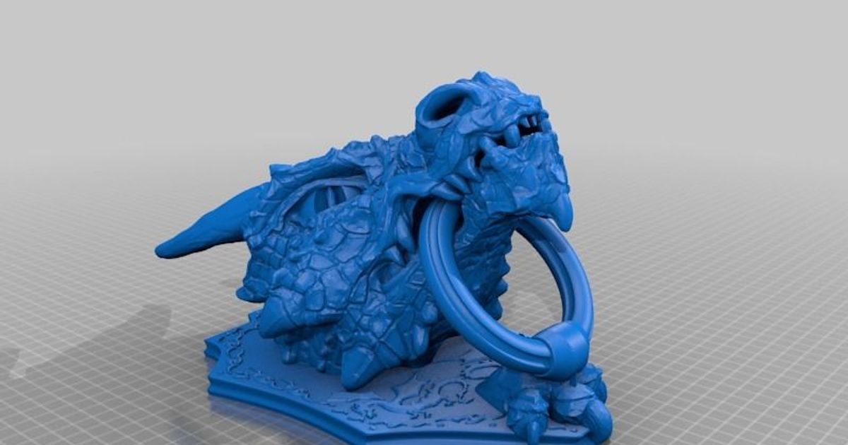 dragon door knocker - optimised 150k polys stoo 3D Models Gadgets Other thingiverse 3D print model - Mito3D