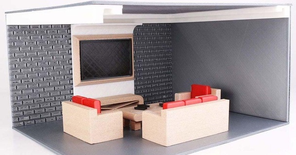 mini sala impostato Diyelectronics 3D Modelli domestico vita camera mobilia Fai miniatura thingiverse 3d print model - Mito3D