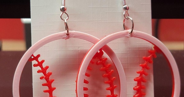 beisebol aro brincos amor designs 3D modelos moda mulheres brinco multicolorido mulher 3d print model - Mito3D