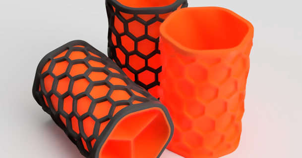 giro hexágono bolígrafo taza bshaw18 3D modelos pasatiempo hacedores organizadores organizador tortura titular pluma organización 3d print model - Mito3D