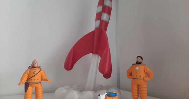 Raumschiff Tim Struppi fus Alex 3dprint 3D Modelle Spielzeuge Spiele Aktion Zahlen Statuen Platz Rakete Mond 3d print model - Mito3D