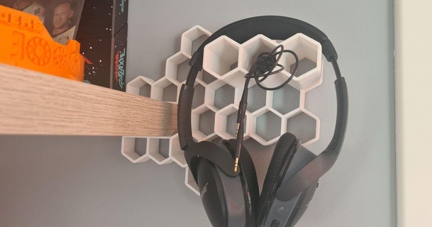 headphone hanger beehive joris 3D Models Gadgets Audio headphoneholder shelfmount headphonehanger headphonemount 3d print model - Mito3D