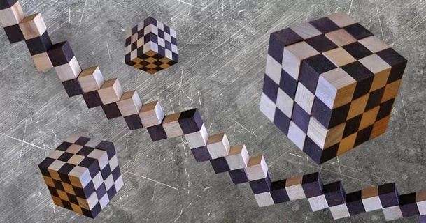 serpente cubo enigma ampla 4x4 pequeno 3x3 3D modelos brinquedos jogos quebra cabeças Brain teasers thingiverse 3d print model - Mito3D