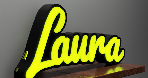 letrero led laura 3dcua 3D Models Art & Design Other Designs cartel 3d print model - Mito3D