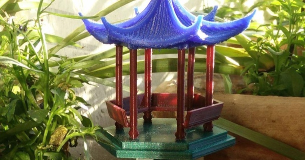 yular Çince köşk planetar 3D modeller ev halkı dekor Çin pavilyonu 3d print model - Mito3D