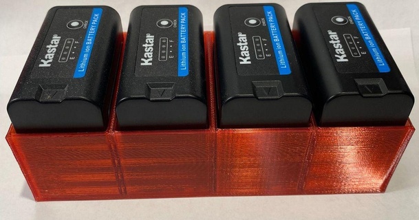 Sony np f970pro jette batterie couverture gaine espace rangement boîte 4 compter hghsdave 3D modèles gadgets photo vidéo 3d print model - Mito3D