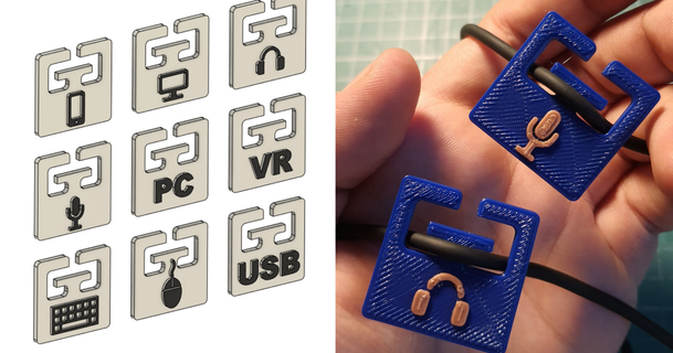 kablo etiketler balık kılçığı atölye 3D modeller gadget'lar bilgisayarlar etiket piktogram 3d print model - Mito3D
