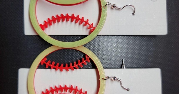 softball küpe aşk tasarımlar 3D modeller moda KADIN anne coolearrings 3d print model - Mito3D