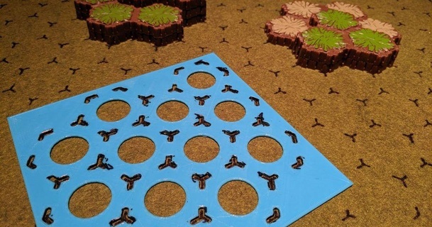 175 esadecimale stencil insenature 3D Modelli giocattoli Giochi tavola terreno mech battletech heroscape 3d print model - Mito3D