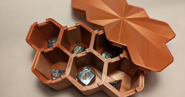 hexagon dice miniature holder apant1 3D Models Toys & Games Board box mini tabletop rpg 3d print model - Mito3D