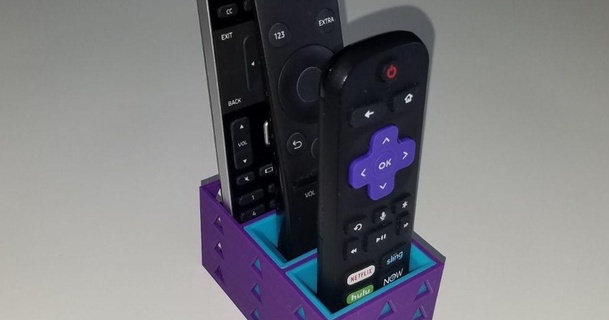 triple remote control holder shmoee 3D Models Hobby & Makers Electronics thingiverse 3d print model - Mito3D