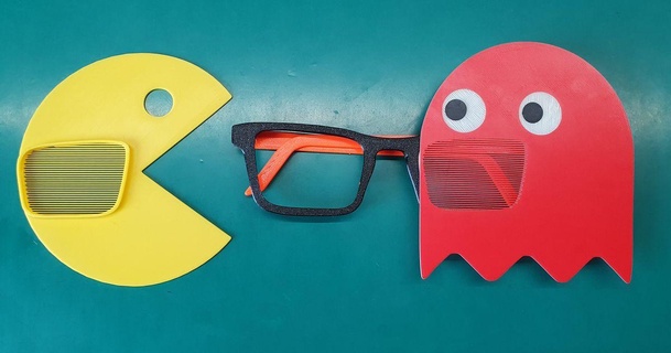 pacman fantasma caçador intercambiável festa óculos plugar sh 3D modelos moda acessórios lente Diversão 3d print model - Mito3D