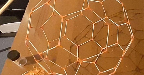 toothpick match c60 fullerene truncated icosahedron connectors hermannsw 3D Models Art & Design Sculptures polyhedron 3d print model - Mito3D