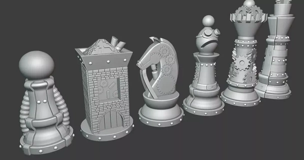 Steampunk xadrez pesada abraxas 3D modelos brinquedos jogos borda figura tabuleiro jogo 3d print model - Mito3D