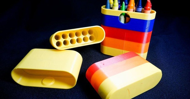 viaje crayola caja acortar tapa bonete 3D modelos juguetes juegos aire libre thingiverse lápiz color 3d print model - Mito3D
