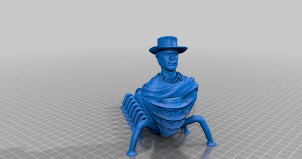 Clintepede sci3d 3D modeller oyuncaklar oyunlar dış mekan oyuncak şeytani Clint Eastwood katapiller karakter modeli 3d print model - Mito3D