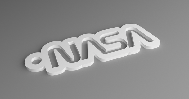 nasa keyring - worm logo contoured punched vector3dart 3D Models Art & Design 2D Plates Logos space keychain keys 3d print model - Mito3D