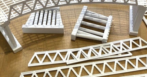 n-scale concrete steel truss bridge - two tracks robertgriffiths 3D Models World & Scans Architecture Urbanism trains thingiverse nguage ntrains 3d print model - Mito3D