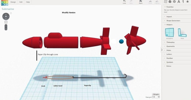 submarino alimentado borracha bandas acomisp 3D modelos brinquedos jogos thingiverse projeto engenharia 3d print model - Mito3D