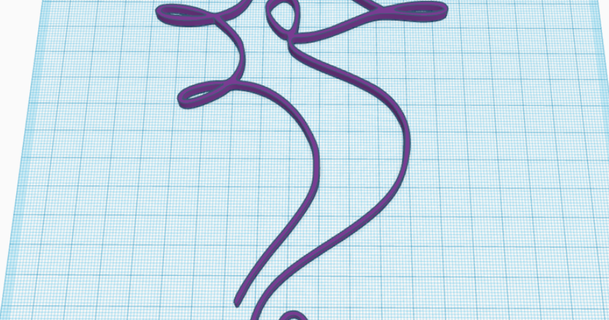 seahorse continuous drawing lines zinitri 3D Models Art & Design 2D Plates Logos decoration decor art 3d print model - Mito3D