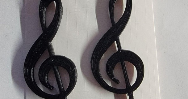 tripler clef boucles d'oreilles amour dessins 3D modèles mode accessoires musique école intermédiaire femme secondaire instrument 3d print model - Mito3D