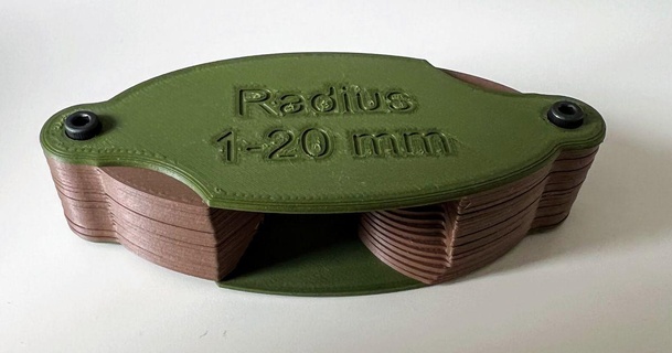 radius gauge 1-20 mm m3 ninjaduck prints 3D Models Hobby & Makers Tools template radiusgauge radiustool 3d print model - Mito3D