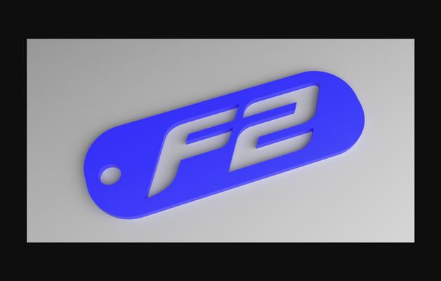 f2 chaveiro fórmula 2 logotipo fob perfurado by vector3dart baixar livre stl modelo printables 3d modelos arte projeto 2d pratos logotipos corrida 3d print model - Mito3D
