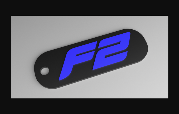 f2 anahtarlık formül 2 logo fob yükseltilmiş by vector3dart indir bedava stl model basılabilirler com 3d modeller sanat tasarım 2d tabaklar logolar yarış 3d print model - Mito3D