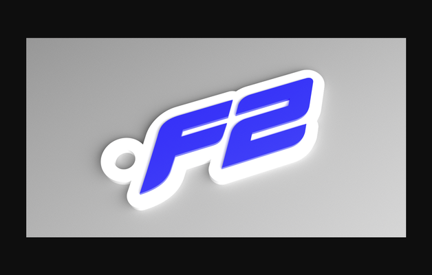 f2 keyring - formula 2 logo contoured raised by vector3dart download free stl model printablescom 3d models art & design 2d plates logos keychain racing 3d print model - Mito3D