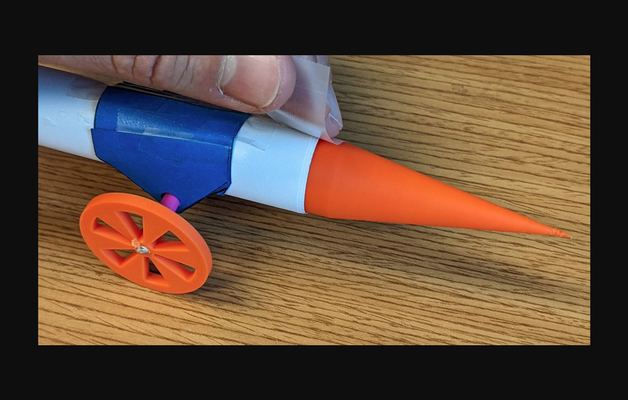 papier rakete dragster nase zapfen by rotieren up sci download frei stl modell druckbares 3d modelle lernen physik astronomie 3d print model - Mito3D