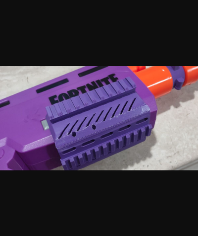nerf fortnite ar-l extended battery tray w picatinny tri-rail foregrip by corvid customs download free stl model printablescom 3d models toys & games outdoor nerfmod nerfblastermods 3d print model - Mito3D