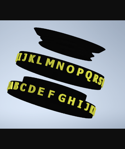 caesar cipher decoder ring - english alphabet letters revision b by sf2019 download free stl model printablescom 3d models costumes & accessories costume 3d print model - Mito3D