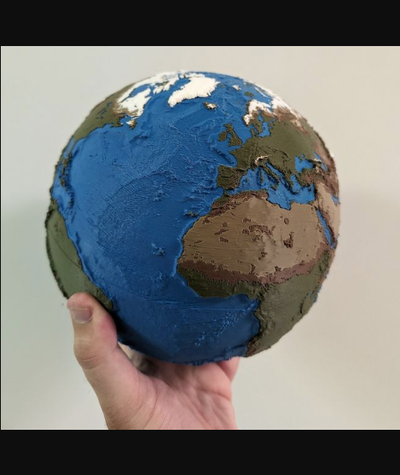 5-color topographic earth globe by oak download free stl model printablescom 3d models learning physics & astronomy multimaterial multicolor topography selfaligning 3d print model - Mito3D