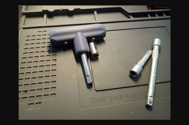 t-handle 1 4 socket extension by axeofkukujevo download free stl model printablescom 3d models hobby & makers tools wrench handle grip 3d print model - Mito3D