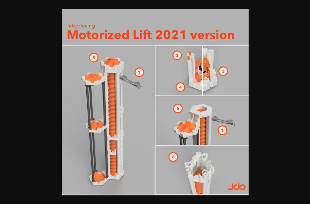 mármore pista motorizado lift 2021 versão v4 stand alone altura ajustável gravitrax compatível by jdo soluções baixar livre stl modelo printables 3d modelos brinquedos jogos thingiverse marblerun marblelift 3D print model - Mito3D