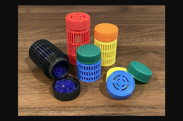 desiccant & small parts container pet bottle cap size pco1881 lids multiple sizes w step by rplanier download free stl model printablescom 3d models household house equipment lid bottlecap smallparts 3d print model - Mito3D