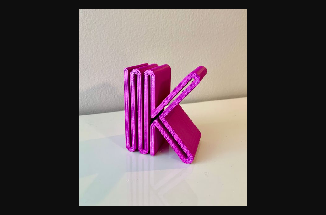 ondulato lettera k by arte g scarica gratuito stl modello printables com 3d modelli design disegni scritte lettere 3dlettering 3dletters 3D print model - Mito3D